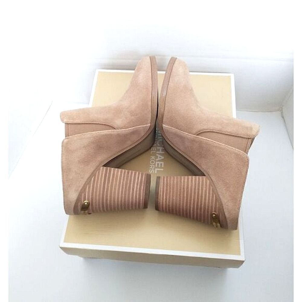 New! MICHAEL KORS Braden Pointed-Toe Suede Mules Slides Shooties Size 7 Cashew - Picture 10 of 12